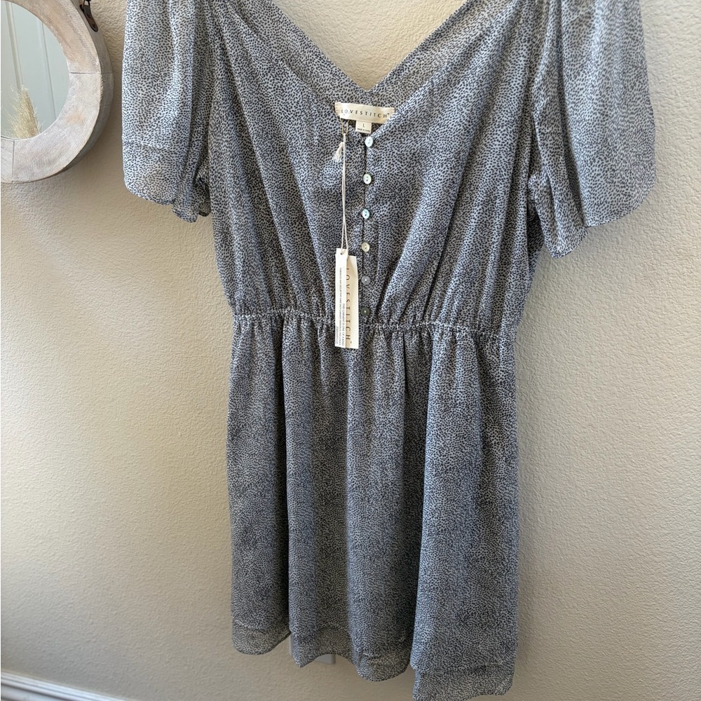 Lovestitch Grey Speckled Button-Front Dress